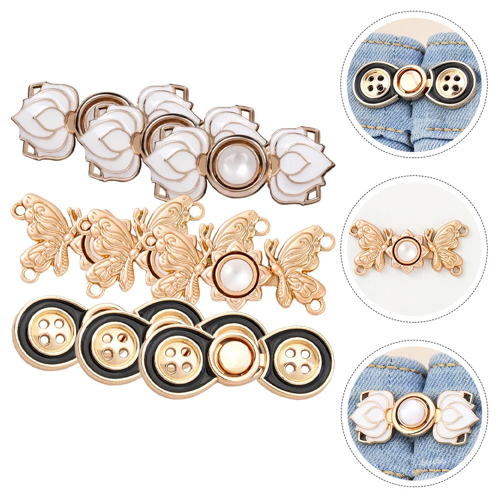 

Jean Buttons Waist Button Jeans Tightener Clips Extender Pin Tightening Pants Metal Instant Detachable Removable Extenders