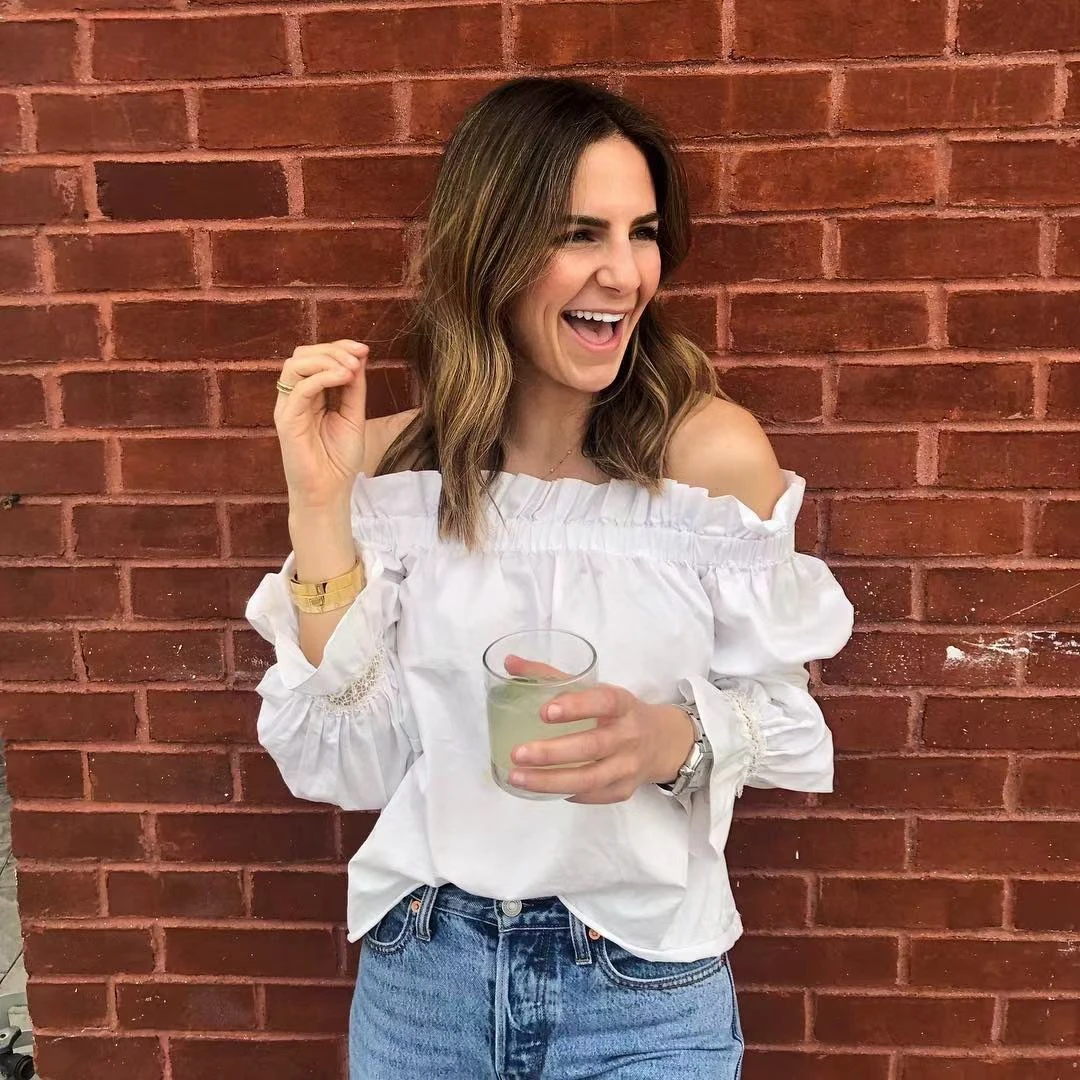 

Женская хлопковая рубашка-топ с воротником-лодочкой