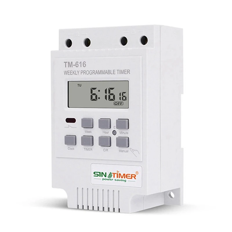 

SINOTIMER 5X TM616W-2 30A 220V Electronic Weekly Programmable Digital Time Switch Relay Timer Control Timer Din Rail Mount