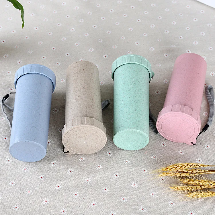 

400ml Water Cup with Lid Cola Coffee Cups Wheat Straw Plastic Healthy Drink Bottle Multi-Functional Water Bottles for Girls