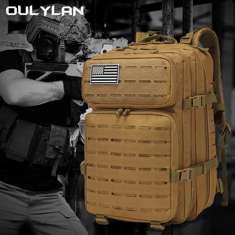 Рюкзак MOLLe для тактической атаки, рюкзак из ткани Оксфорд с лазерными отверстиями, мужская сумка, многофункциональная Дорожная Спортивная Повседневная Сумка для кемпинга и верховой езды