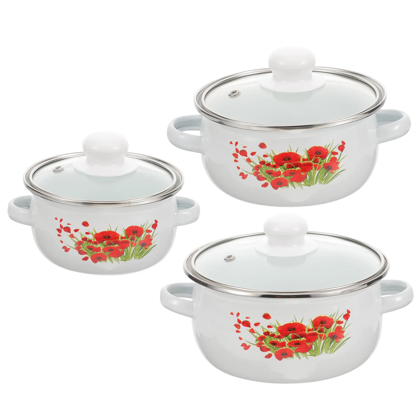 

Portable Soup Pot Lid Small Handle Vintage Stew Non Stick Pan Delicate Enamel Cooking Pasta