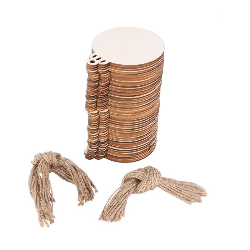 50 шт. DIY ремесло деревянная круглая безделушка с шпагат для окраски незавершенные