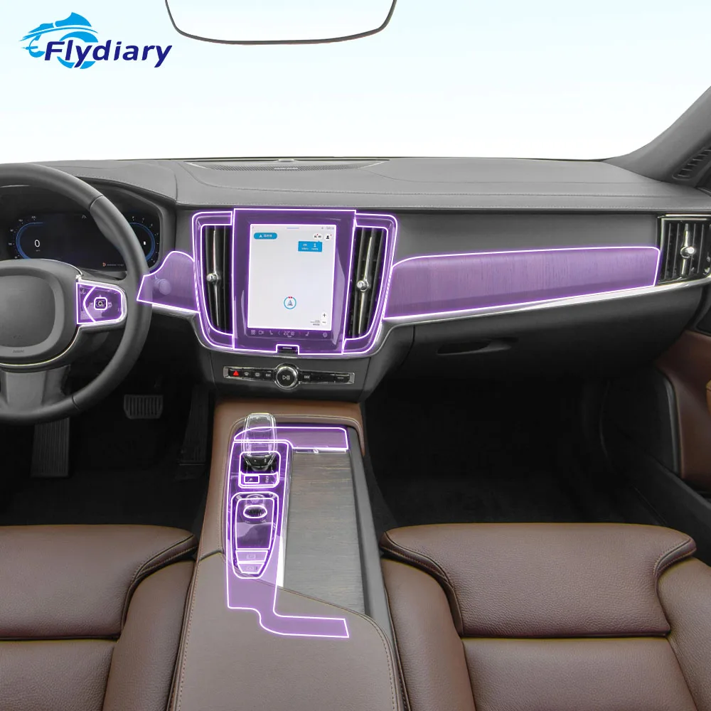 Прозрачная защитная пленка из ТПУ для салона автомобиля Volvo S90 B5 2021-2024 наклейка