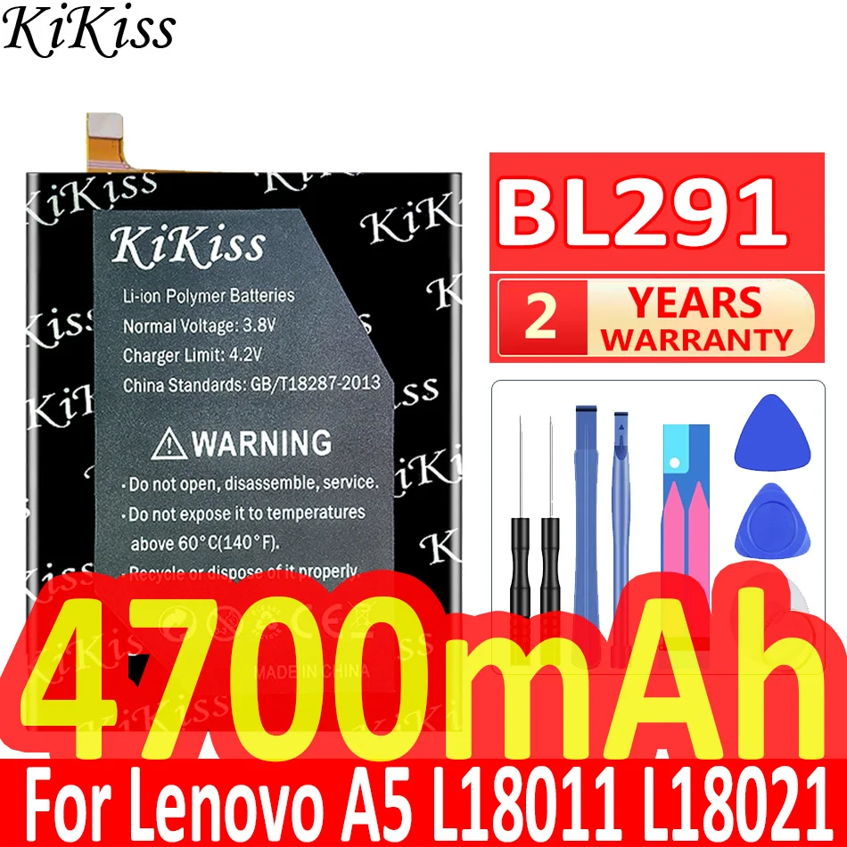 

KiKiss 4700mAh BL291 BL 291 Battery for Lenovo A5 A 5 L18021 L18011 Phone High Quality NEW Battery batterij + Track NO