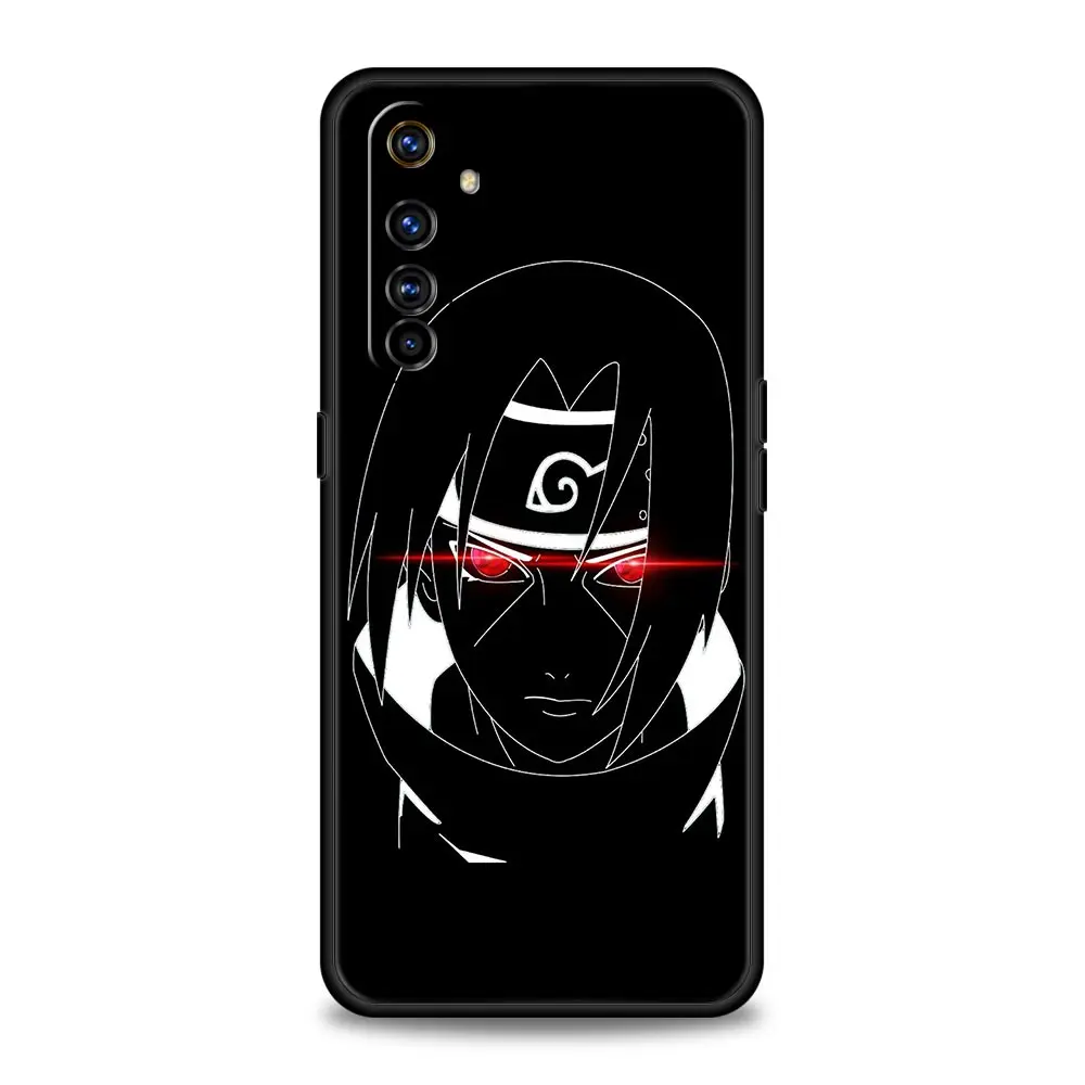 naruto akatsuki uchiha logo phone case for realme 8 7 6 gt2 pro c3 c21 8i 9i c11 c25 9 5g for oppo a54 a53 a16 soft black cover free global shipping