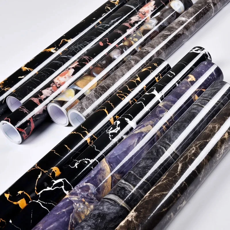 

Marble Wallpaper PVC Kitchen Waterproof Oil Fume Proof Sticker Desktop Stove Countertop Wall Background Furniture Decoration