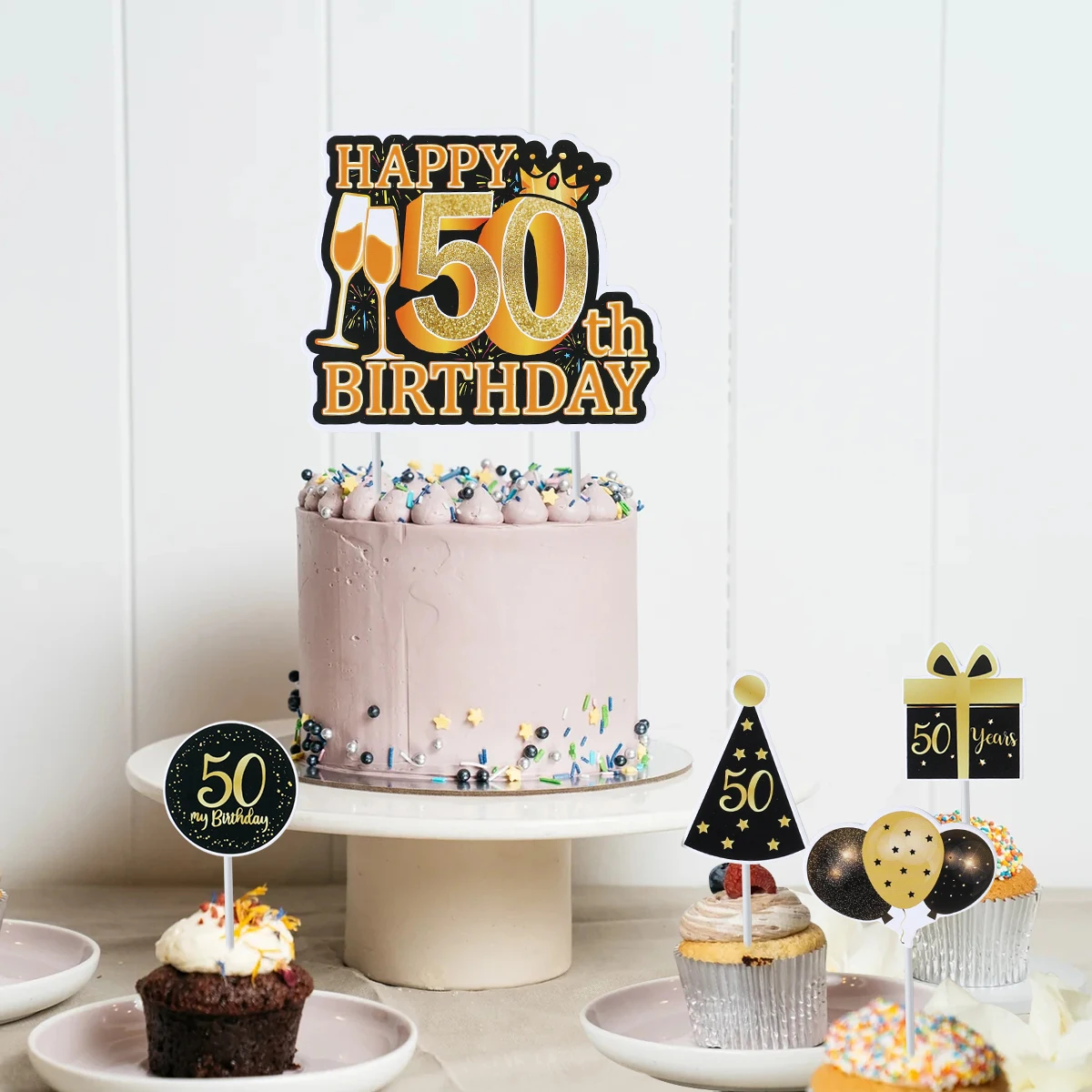 Золотистый черный Топпер для торта 18 30 40 50 60 лет украшение дня рождения