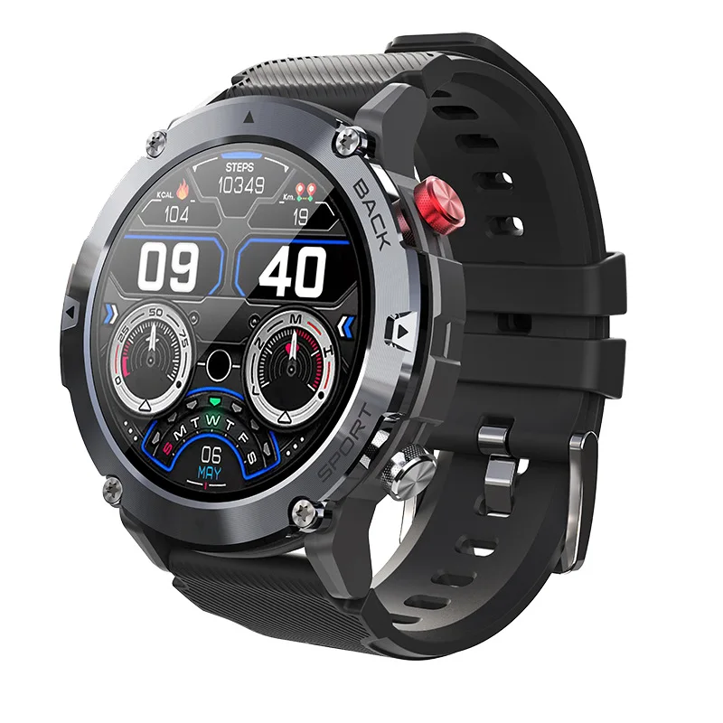 

New man voice assistant C21 smart watch movement sleep heart rate monitor IP67 intelligent bracelet 360 * 360 all touch Gao Qing