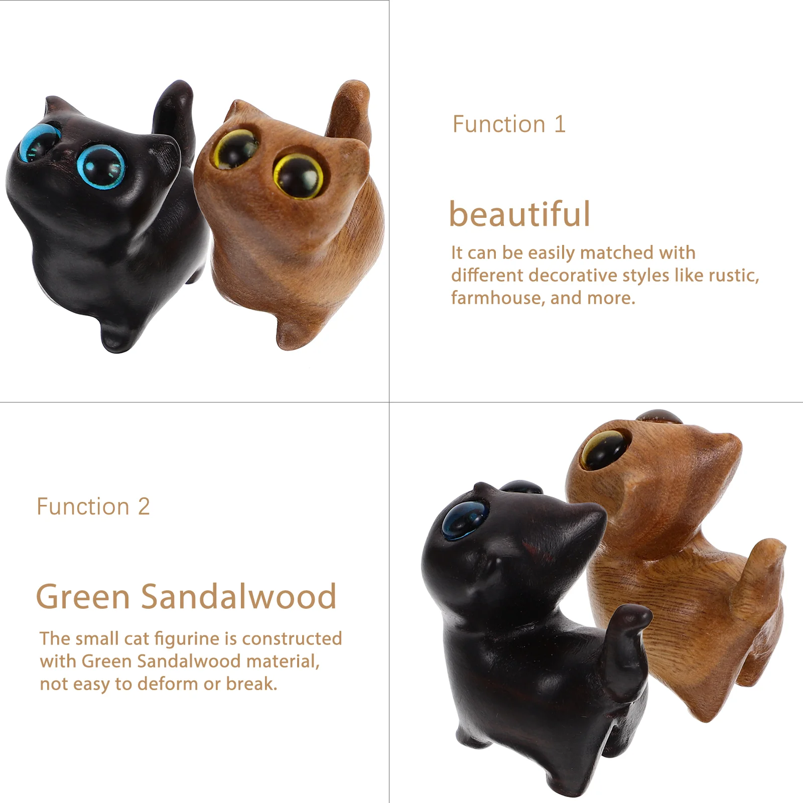2 шт. настольные украшения кошки домашние фигурки зеленый сандал деревянная