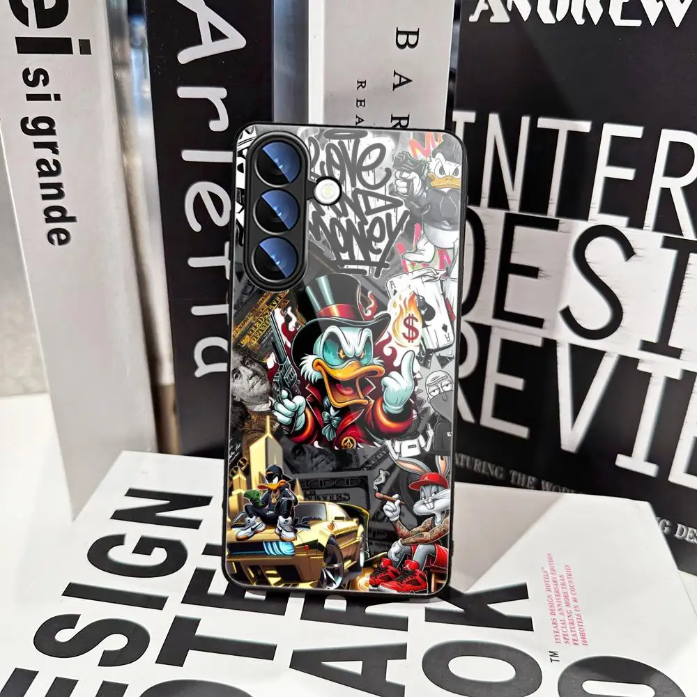 Фото Чехол для телефона Cartoon Tycoon D-Duck для Samsung Galaxy A17 16 15 14 A13 A57 A37 A27 A26 A55 A35 A53 A24 A34 с закаленным стеклом. №5
