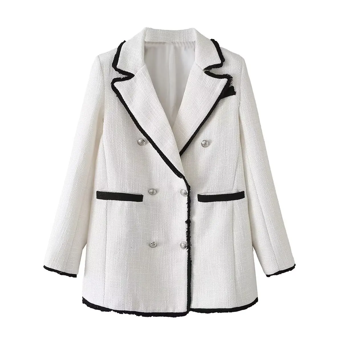 

Женский офисный винтажный Блейзер сплошная шикарная, элегантные стильные пальто, женский двубортный облегающий блейзер с длинным рукавом, 2023