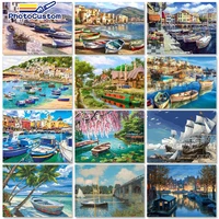 photocustom 60x75cm painting by numbers seascape kill time picture drawing scenery diy coloring by numbers artwork home decor