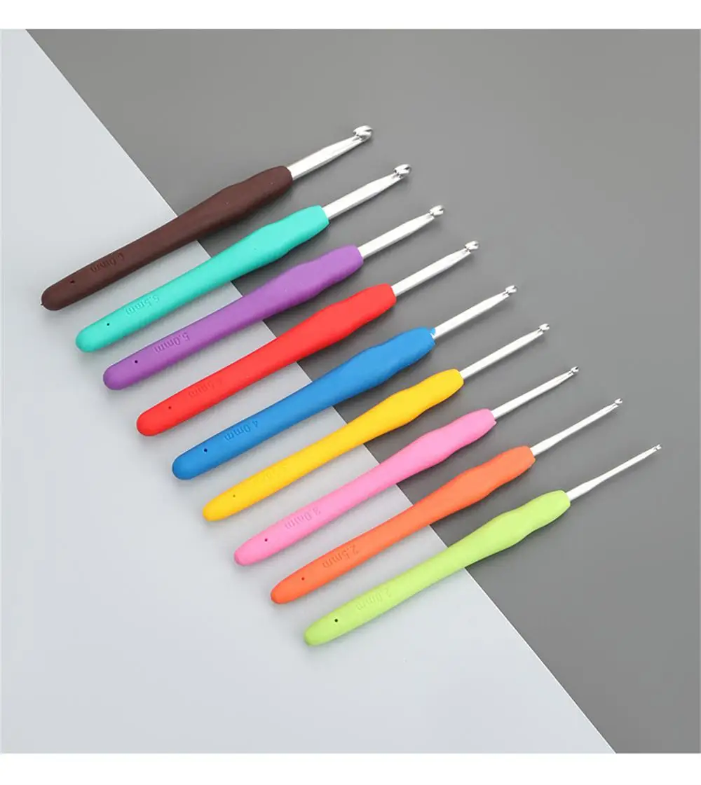 

Non-slip Handle Crochet Hooks Knitting Needles Set Colorful Soft Grip Cushioned Handles Knitting Needles Silicone Handle Hooks