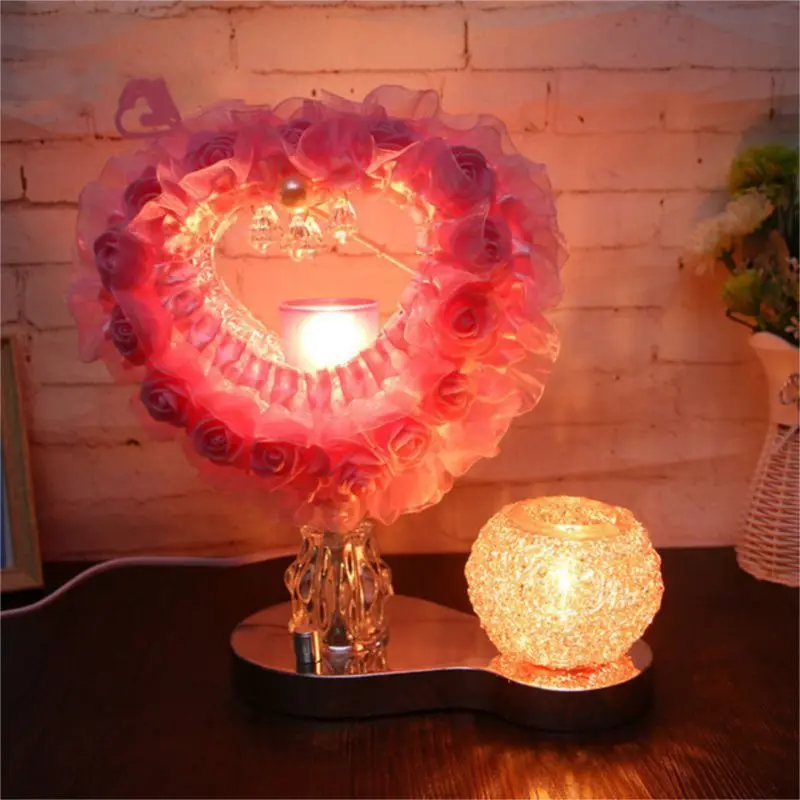 

Creative Decorative Rose Table Lamp Warm Red Wedding Desk Lamp Bedroom Bedside Bedroom Decoration Lighting