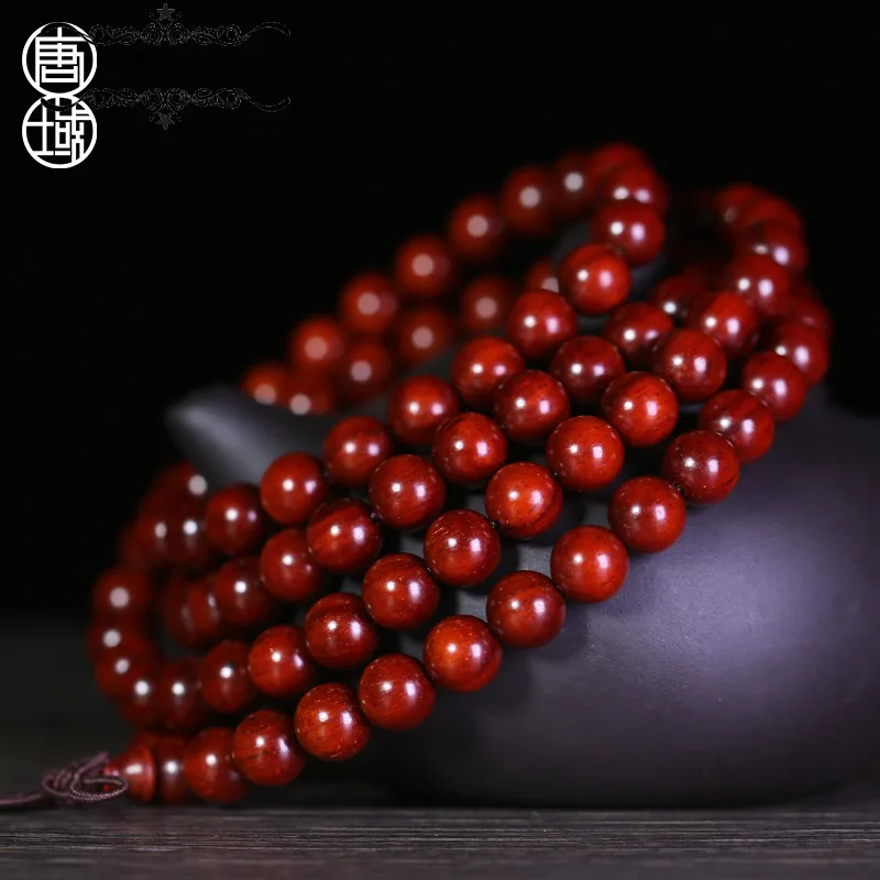 

Red Sandalwood with Chicken Blood Red Clay and Glass Bottom