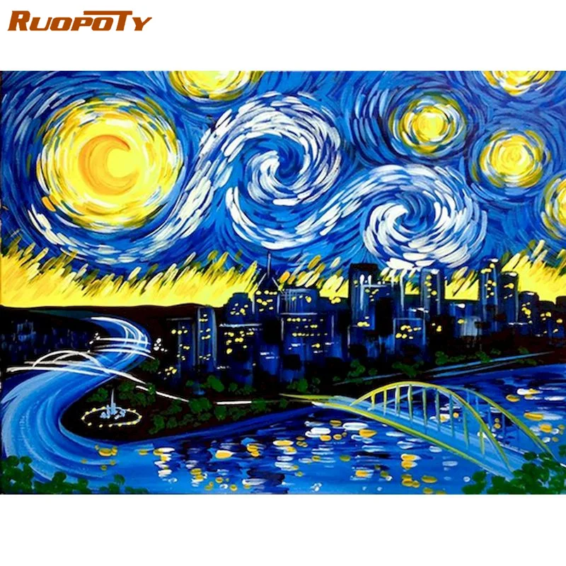 

RUOPOTY 5D Diamond Painting Full Square Abstract Landscape Diamond Painting Cross Stitch DIY Handmade Rhinestones Mosaic Art Gif
