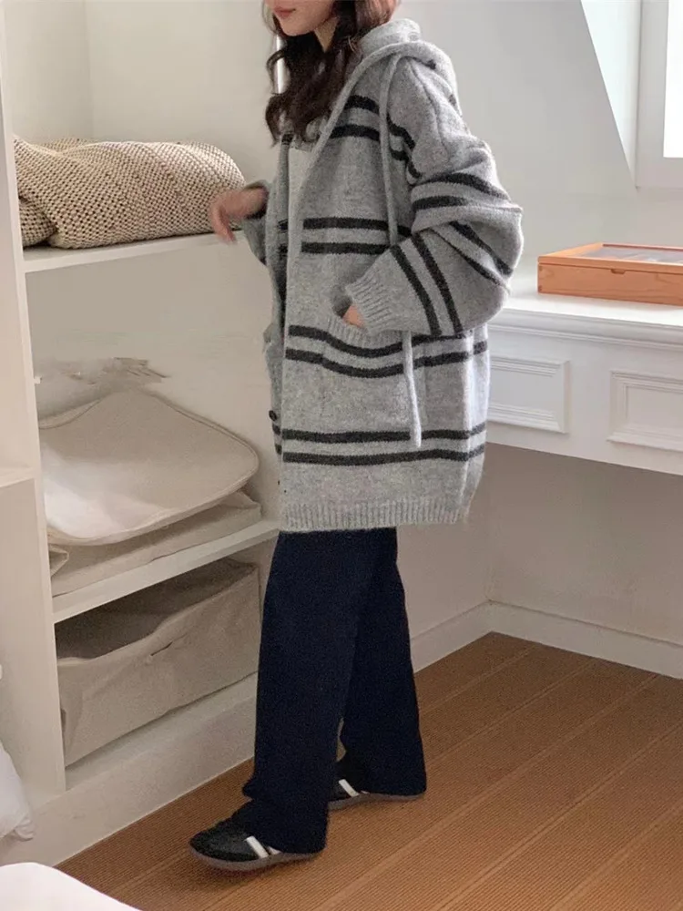 UCXQ модная куртка с капюшоном в корейском стиле свободный кардиган контрастную