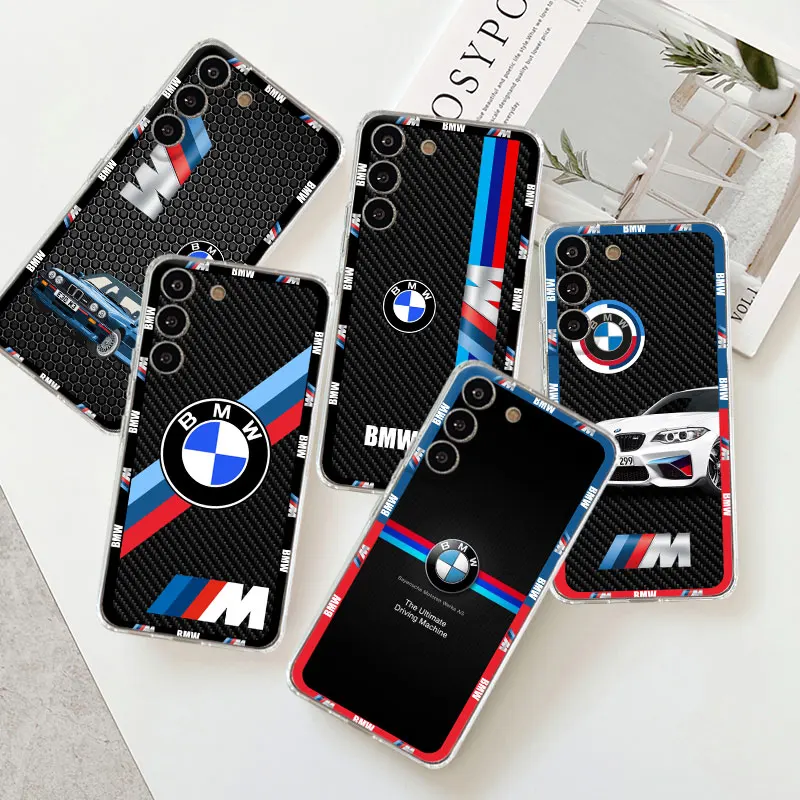

Phone Case For Samsung Galaxy S23 S22 S21 FE S20 Plus Ultra S9 S8 S10 Note20 10 Silicone Soft Cover Red Blue B-Bmw Car Logo Art