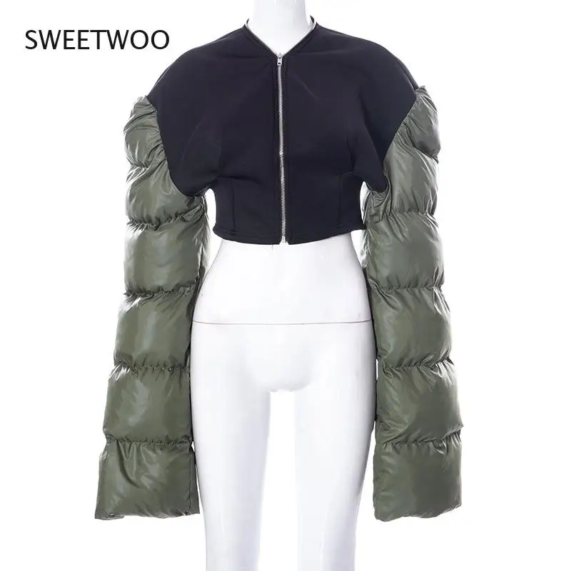 European and American style winter 2021 new down padded jacket slim warm stitching jacket women