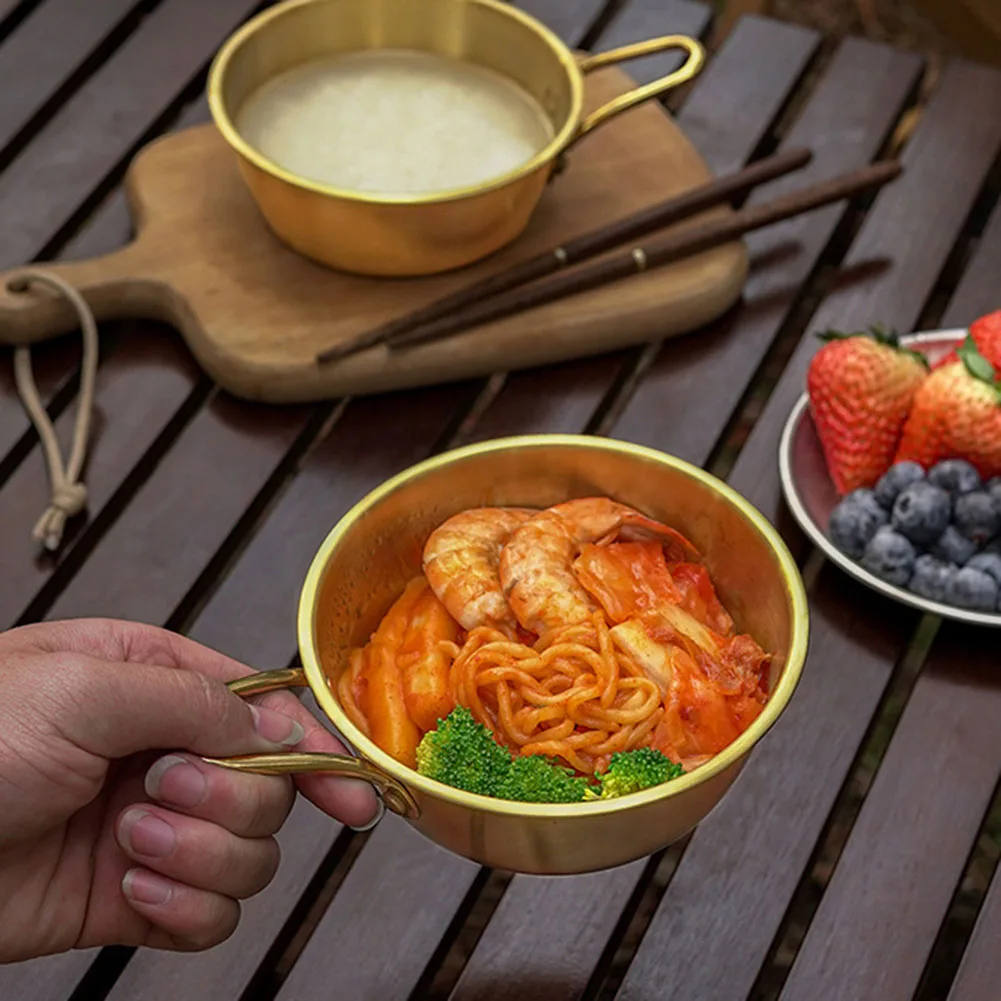 

Durable Bowl Cutlery 130x60mm 1pcs 380ML Camping Cooking Gold Hang Kitchen