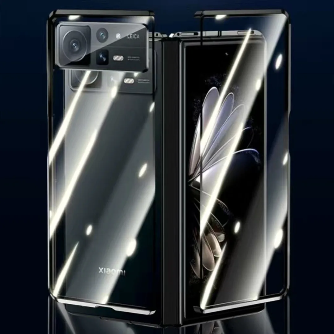 Alloy Metal Frame Bumper Armor Magnetic Flip Case For Xiaomi Mix Fold2 Fold Privacy Anti-Spy HD Tempered Glass Protector Cover