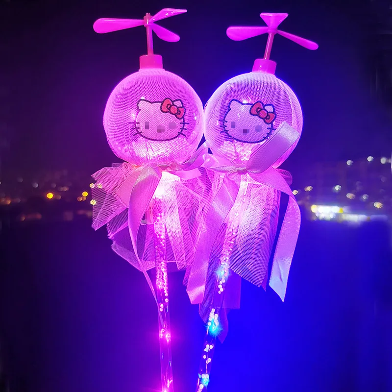 

Sanrio Hellokitty New Windmill Cartoon Star Ball Glowing Magic Wand Stall Night Market Small Gift Flashing Toy Supply Kawaii