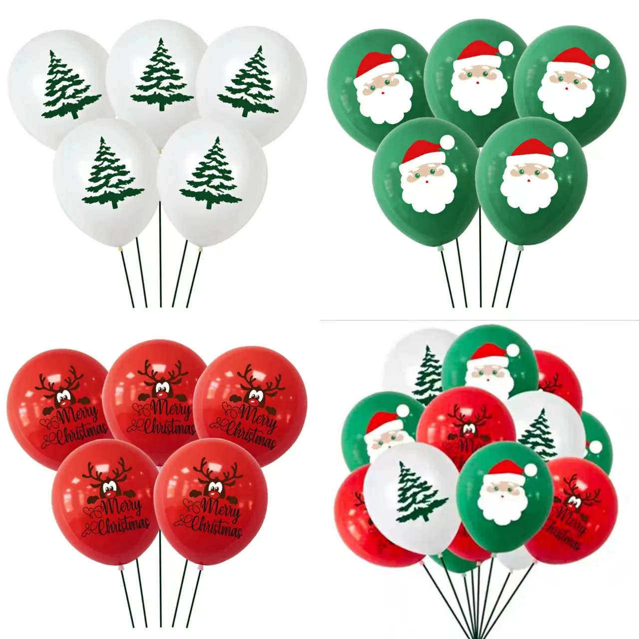 

100Pcs Christmas Balloons Christmas Party Decorate Balloons Santa Claus Elk Xmas Tree Balloons Mall Home Christmas Decoration