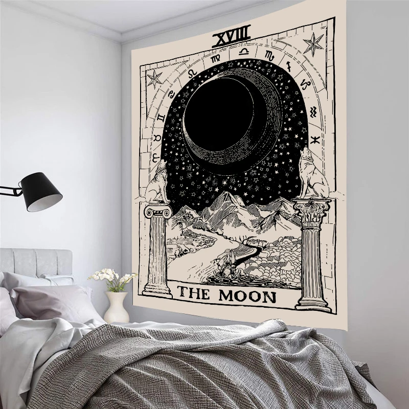 

Vintage Room Decor Tapestry Mandala Sun Moon Astrology Wall Hanging Home Living Room Dorm Bedroom Decor Aesthetic Cute Blanket