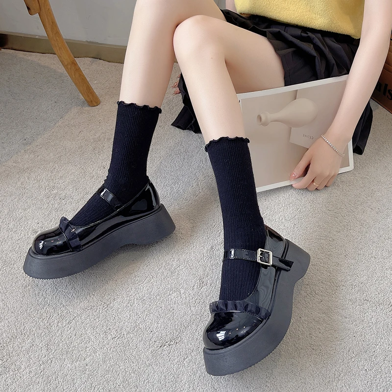 

Brand Design Dropship Sweet Lolita Style Gothic Cosplay Black Pink Cozy Wedges Mary Jane High Heels Pumps Platform Shoes Woman