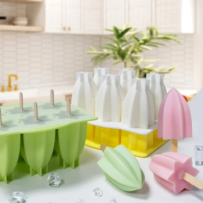 

6 Even Ice Cream Silicone Mold Fruits DIY Ice Grid Ice Cube Ice Stick Grinder Food Grade Ice Tray Popsicle Mold Ice Cube Tray