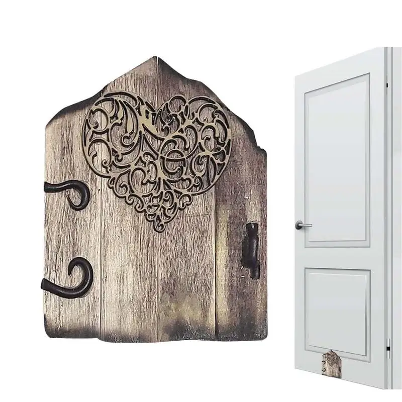 

Fairy Door Statue Wooden Doors Fairy Door In The Yard Garden Trees DIY Yard Art Garden Sculpture Decoration Decor Fairy Garden