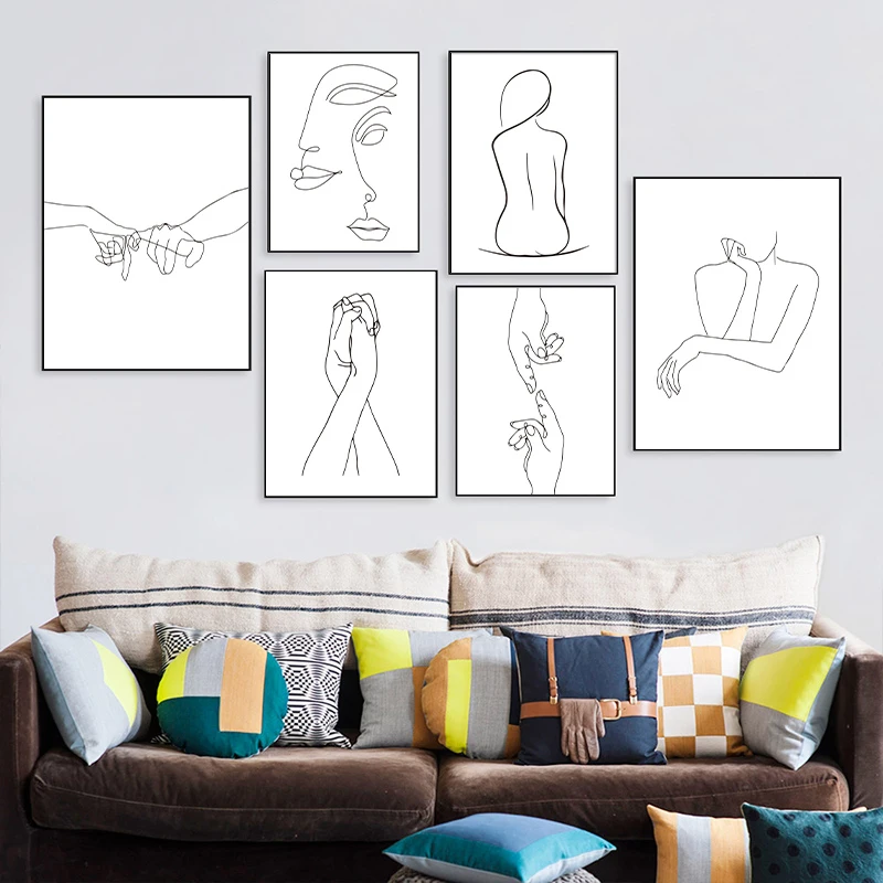 

Nordic Minimalist Figures Line Art Sexy Woman Body Nude Wall Canvas Paintings Drawing Posters Prints Decoration for Livingroom