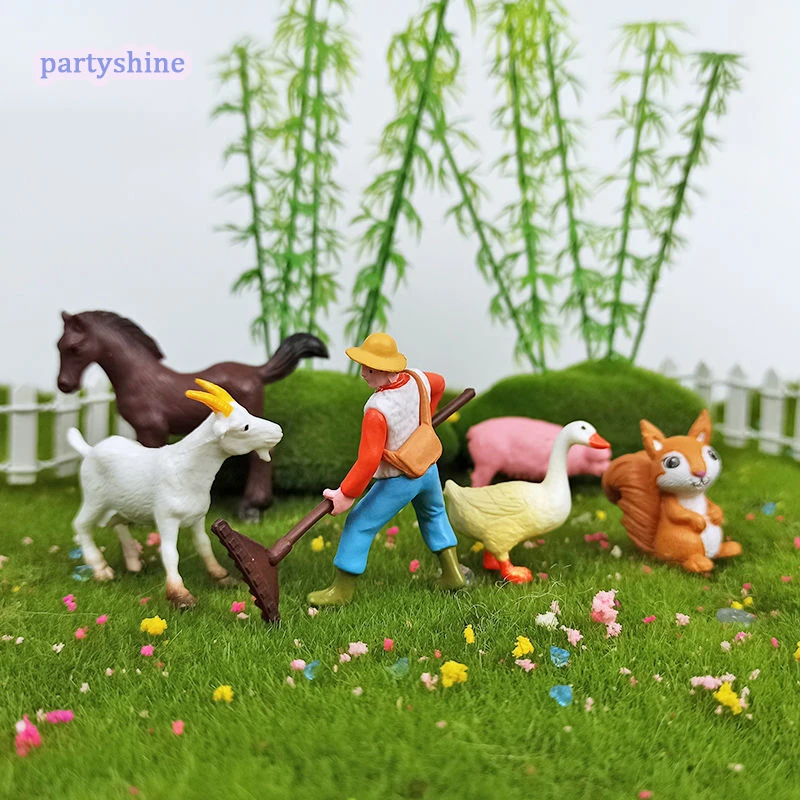 Фермер лошадь корова утка свинья коза животное пейзаж вставка день рождения