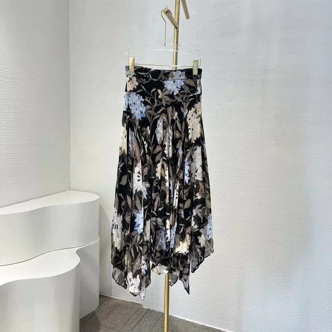 Высококачественная женская черная блузка без рукавов с цветочным принтом и