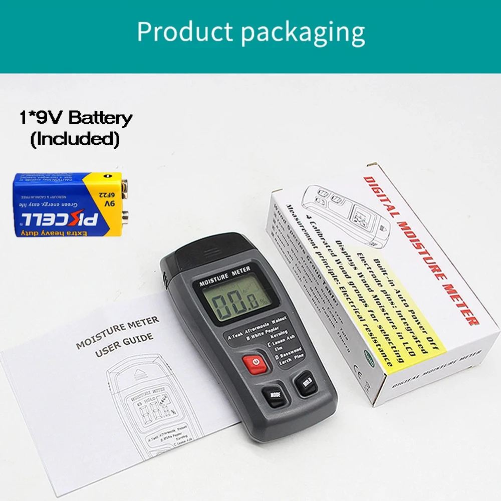 Цифровой измеритель влажности древесины EMT01 ручной гигрометр для дерева с HD