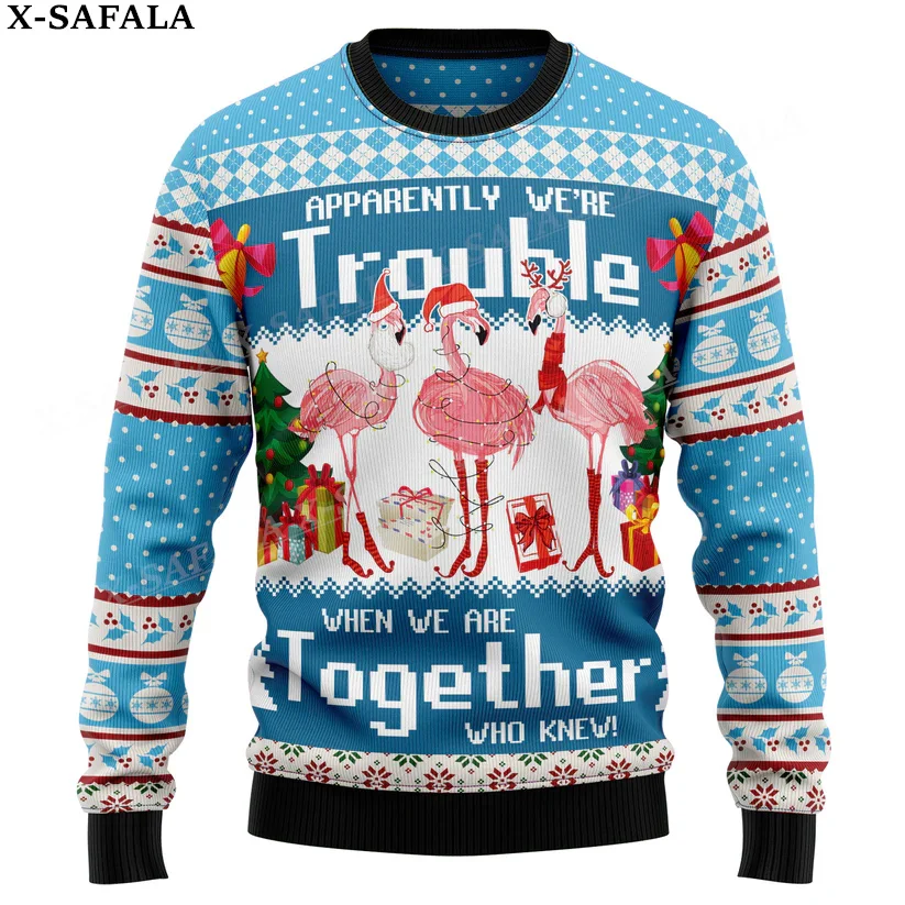 Смешные свитера в виде фламинго веселые Джемперы на Хэллоуин и Рождество