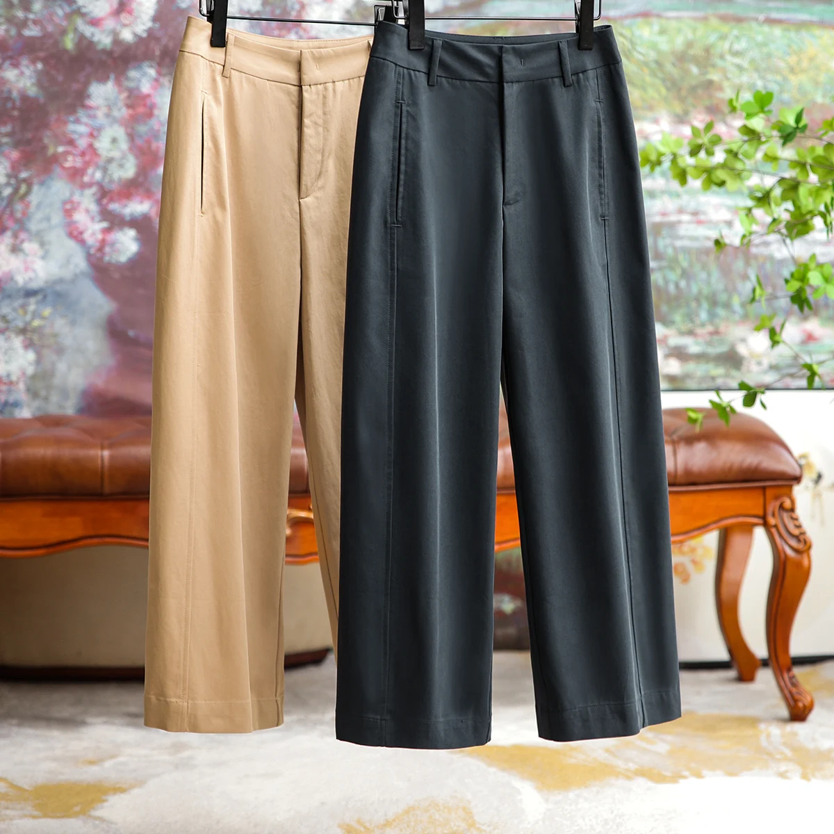 Fashionable Temperament Commuting Hundred Wide Leg Pants Female Summer Casual Simple Nine-point Pants 2023 New Women Clothing