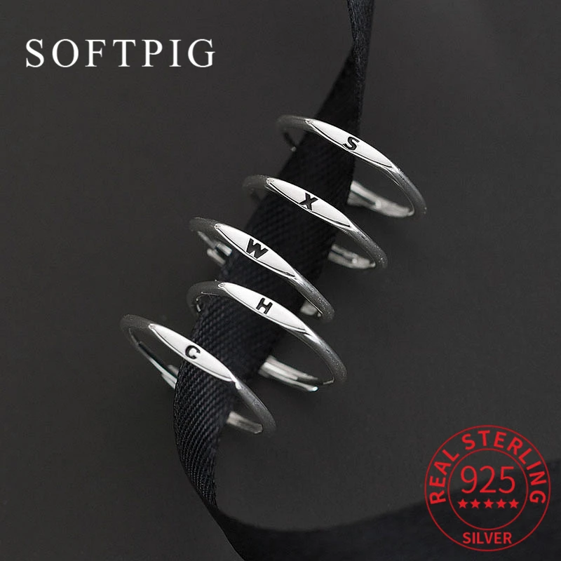 

Женское регулируемое кольцо SOFTPIG из серебра 925 пробы с 26 буквами