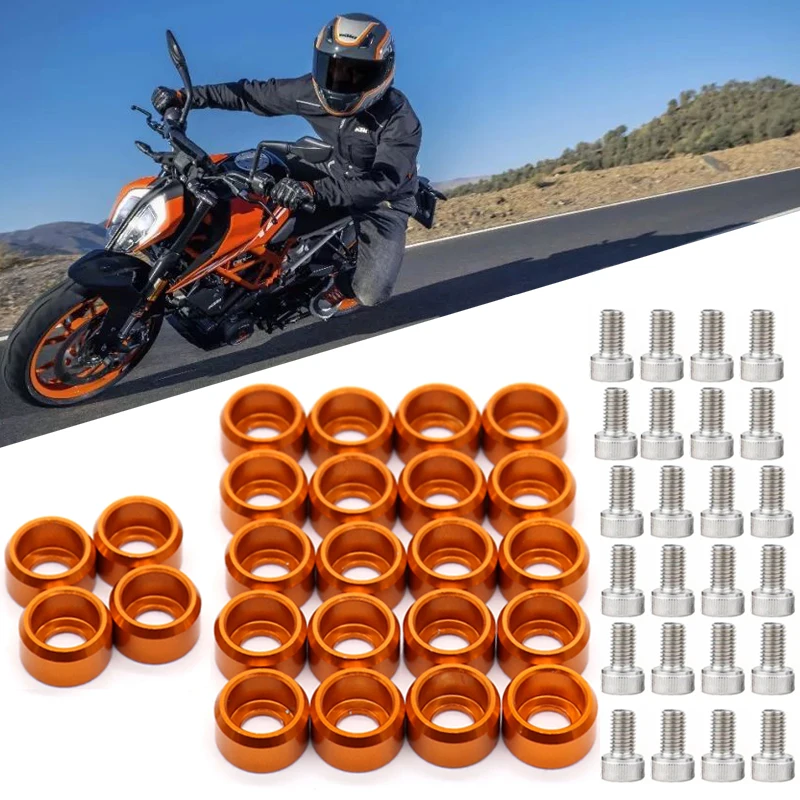 

24pcs Front Fender Frame Fairing Bolts For 390 DUKE 2018-2022 Motorcycle Accessories Fuel Tank Engine Guard Washer Screws Orange