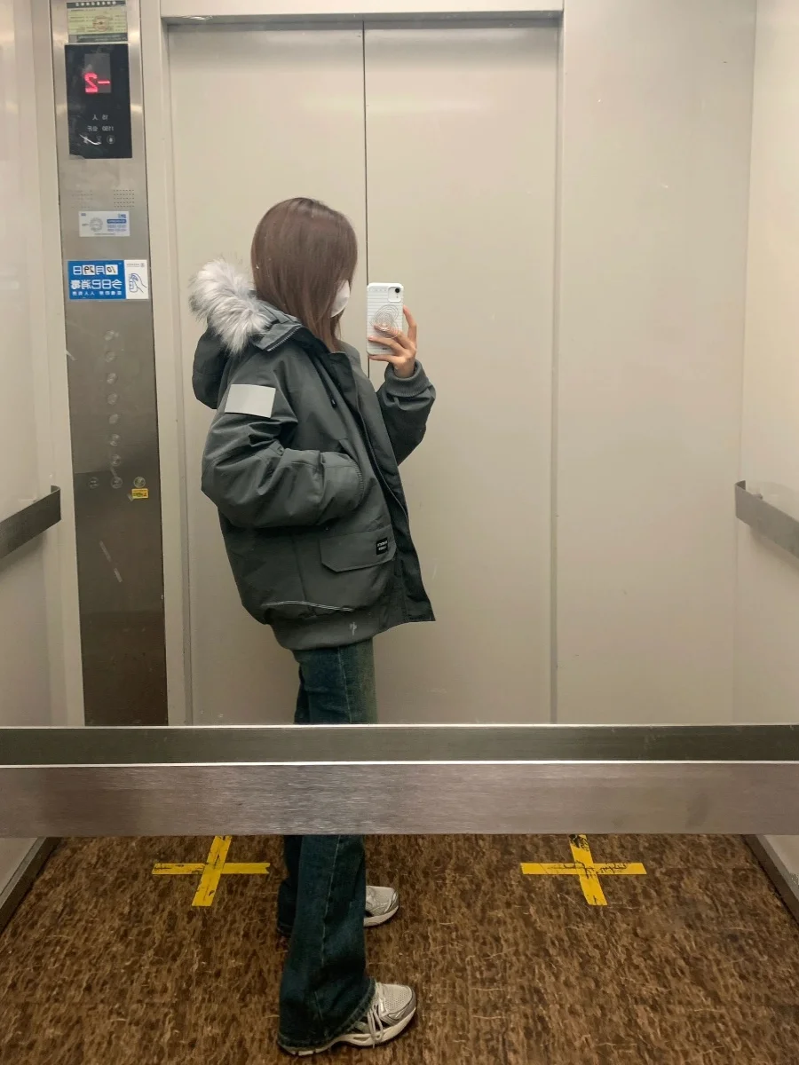 Американская винтажная серая парка зимняя толстая куртка на хлопковой подкладке