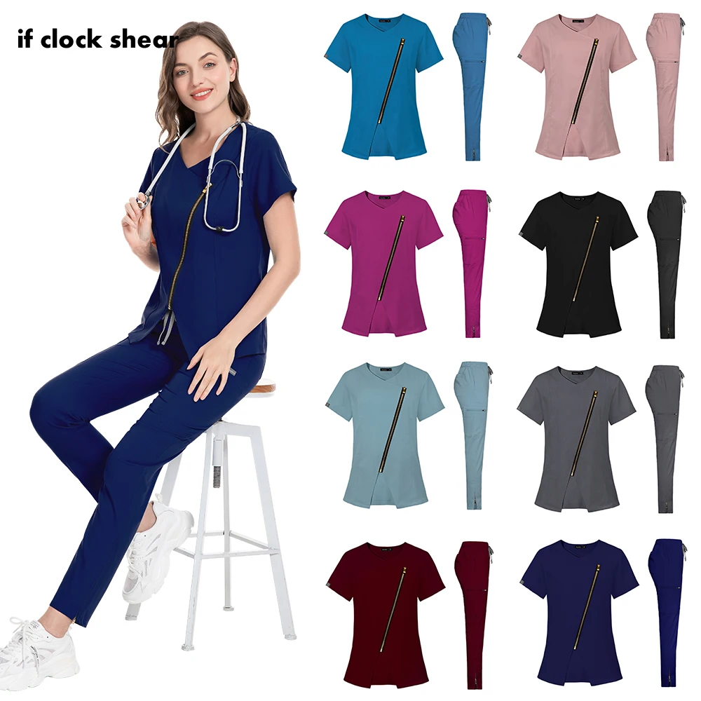 

Pet Hospital Nurse Scrubs Tops+Pants Pharmacy Beautician Nursing Workwear Medical Surgical Uniform Dentistry Doctor Overalls Set