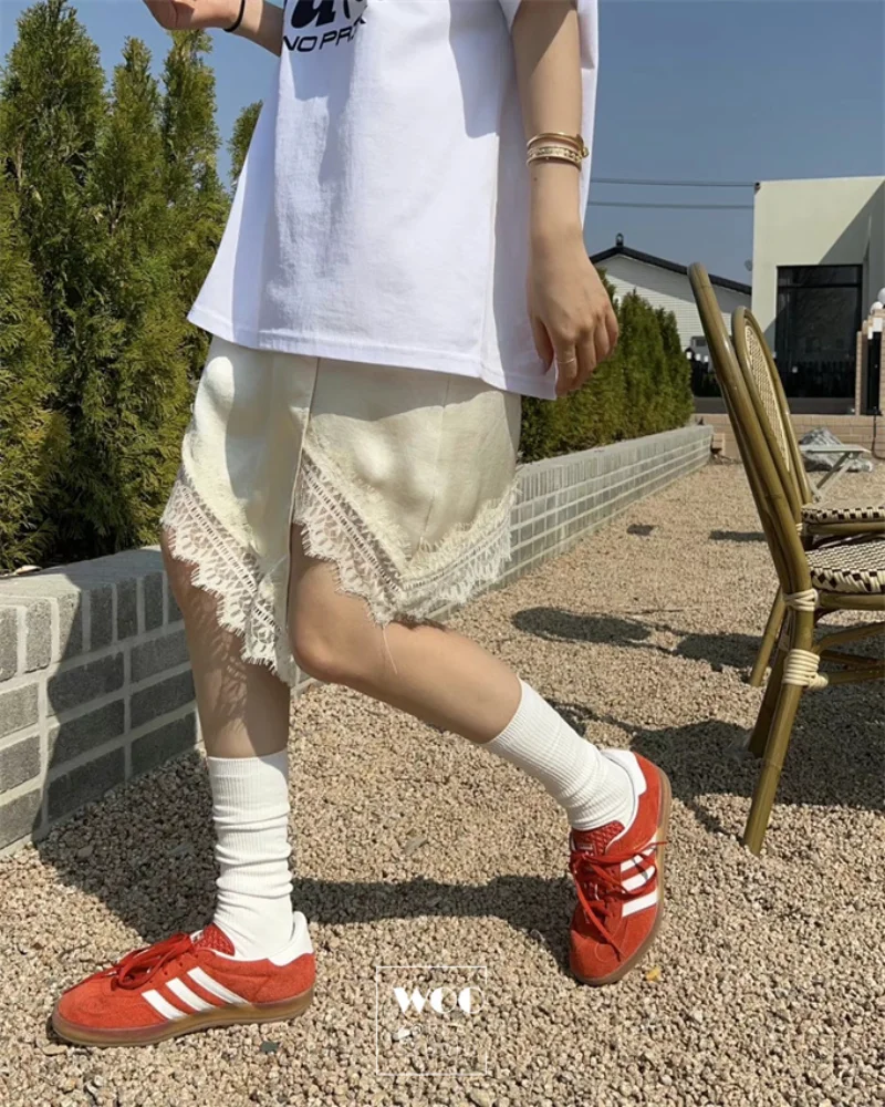 

Korobov Harajuku Style Skirt Personality Irregularity Half Skirt Lace Splicing Skirt Vintage Y2k Skirts Korean Fashion Faldas