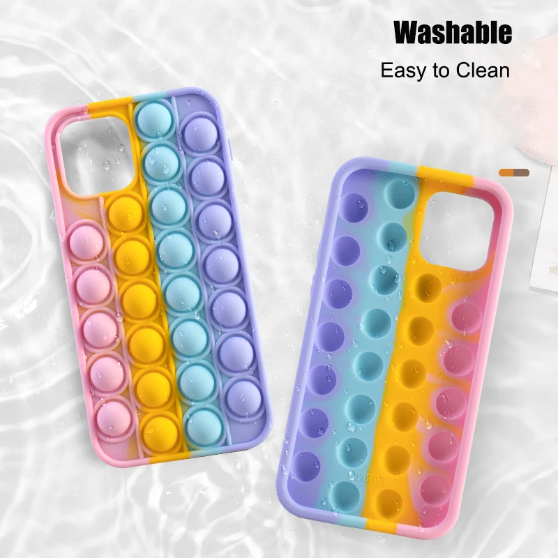 for iPhone Xr Bubble Case For iPhone 12 11 13 Pro Max 14 7 8 XS XR SE Cover Reliver Stress Fidget Toys Push Bubble Antistress