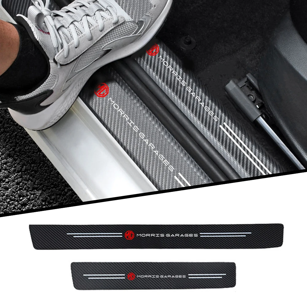 

4pcs car Sticker door carbon leather Fiber Sill Plate for MG ZS GS 5 Gundam 350 Parts TF GT 6 Auto Accessories Stickers