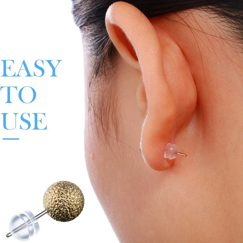 100 шт. прозрачные задние серьги в форме гамбургера безопасные силиконовые пробка