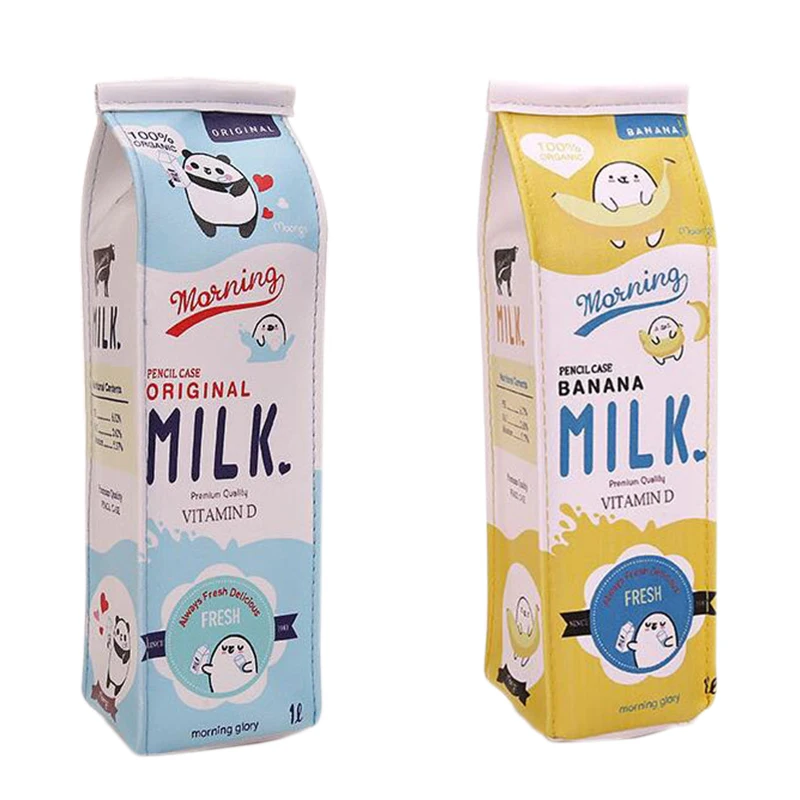 

Новый креативный чехол для карандашей из мультфильма с имитацией молока, милый чехол для ручек из искусственной кожи, канцелярский чехол дл...