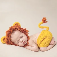 newborn photography props baby accessories newborn baby photo lion dress orange suit hand woven cute kids hat