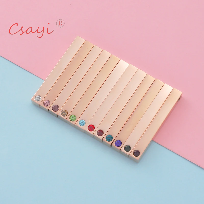 

Csayi 12 шт. 40x5 мм подвеска из нержавеющей стали с камнем-тарелкой, зеркальная полированная гравировка, прямоугольная тарелка «сделай сам», цеп...