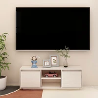 solid pine wood white tv cabinet 110x30x40 cm